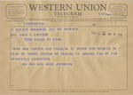 Telegram from Mose Johnson to Amon Giles Carter