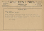 Telegram from S. C. Findley to Harold Hough by S. C. Findley