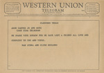 Telegram from Nan Sydna and Clyde MccLung to Amon G. Carter, Jr. and Ruth