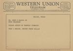 Telegram from Fred A. McCabe to Amon G. Carter, Jr.