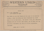 Telegram from Alyne and L. C. Porter to J. Lee Johnson by Alyne Porter and L. C. Porter