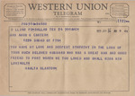 Telegram from Vaulta Blanton to Minnie Meacham Carter by Vaulta Blanton