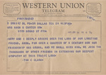 Telegram from Tom C. Clark to Minnie Meacham Carter by Tom C. Clark