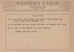 Telegram from Carroll and Joe E. Estes to Minnie Meacham Carter, Amon G. Carter, Jr. and Ruth Carter Johnson