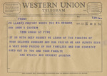 Telegram from Mae Sylvia and Herbert Joseph to Minnie Meacham Carter