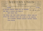 Telegram from Reverend Clarence Cyphers to Minnie Meacham Carter and Family by Clarence Cyphers