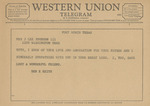 Telegram from Ben E. Keith to Ruth Carter Johnson by Ben E. Keith