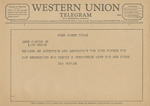 Telegram from Ira Butler to Amon G. Carter, Jr. by Ira Butler