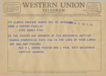 Telegram from Reverend W. L. Brown and Mrs. L. Paul to Amon G. Carter Family by W. L. Brown and L. (Mrs.) Paul