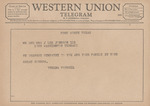 Telegram from Thelma Farrell to Mr. and Ruth Carter Johnson by Thelma Farrell