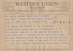 Telegram from Reverend Joe M. Russell to Minnie Meacham Carter by Joe M. Rusell