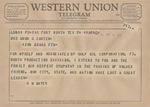 Telegram from H. M. Bayer to Minnie Meacham Carter by H. M. Bayer