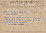 Telegram from O. C. Armstrong to Minnie Meacham Carter by O. C. Armstrong