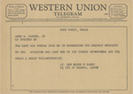 Telegram from Lieutenant General Roger M. Ramey to Amon G. Carter, Jr. by Roger M. Ramey