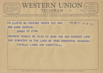 Telegram from Linda, Estelle, and Annette to Minnie Meacham Carter