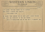 Telegram from Mrs. M. W. Hurdleston and Mr. and Mrs. C. P. Mehaffy, Sr. to Amon G. Carter and Family by M. W. (Mrs.) Hurdleston and C. P. Mehaffy