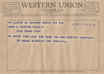 Telegram from Boone Blakeley and Family to Amon G. Carters Family by Boone Blakeley