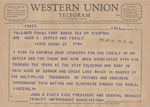 Telegram from John M. Fouts to Minnie Meacham Carter and Family by John M. Fouts