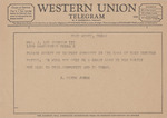 Telegram from J. Clyde Jones to Ruth Carter Johnson by J. Clyde Jones