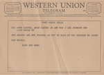 Telegram from Kate and Anna to Minnie Meacham Carter Amon Carter, Jr. and Ruth Carter Johnson