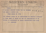 Telegram from A. L. Shuman to Minnie Meacham Carter by A. L. Shuman