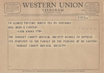 Telegram from the Tarrant County Medical Society to Minnie Meacham Carter by Tarrant County Medical Society