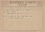 Telegram from Law Sone to Minnie Meacham Carter by Law Sone