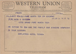 Telegram from the Employees of Hotel Texas to Minnie Meacham Carter