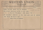 Telegram from Monsignor Joseph G. O'Donohoe to Minnie Meacham Carter by Joseph G. O'Donohoe