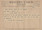 Telegram from Mr. and Mrs. A. Davidson to Minnie Meacham Carter by A. Davidson