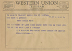 Telegram from W. H. Wilbern to Minnie Meacham Carter by W. H. Wilbern