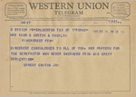 Telegram from Ernest Chiton, Jr. to Minnie Meacham Carter and Family by Ernest Chiton Jr.