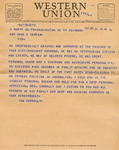 Telegram from Senator Tom Connally to Mrs. Amon G. Carter (Minnie Meacham Carter) by Tom Connally