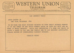 Telegram from Charlie Hicks to Amon Gary Carter and The Fort Worth Star-Telegram by Charlie Hicks