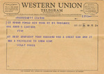 Telegram from Billy Rose to Mrs. Amon G. Carter (Minnie Meacham Carter) by Billy Rose