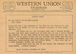 Telegram from Governor Allan Shivers to the Carter Family by Allan Shivers