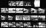 Proof page of 35mm images of United Farm Worker (U. F. W.) protests