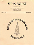 Tarrant County Archeological Society News, Vol. 8, No. 9, 1994 by Tarrant County Archeological Society