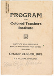 Colored Teachers Institute program, held at Booker T. Washington High School in Bay City, Texas, 1921