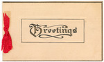 Greeting card titled "Greetings" sent to Pinkie J. Harris from Manuel Bargas by Manuel Bargas