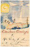 "Christmas Greetings" letter and illustration, addressed to Pinkie J. Harris from Rev. T. D. Hawkins by T. D. Hawkins