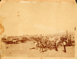 Moses Andrew Brister with a threshing crew at Brushy Mound, Burleson, Texas