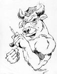 Caricature mascot for The Shorthorn by Dean Hollingsworth