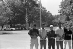 Muslim students pray on the UTA Library Mall following September 11 attacks by Christina Torres