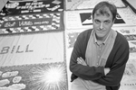 Greg Bateman with AIDS Memorial Quilt at UTA by Matt Slocum