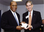 University of Texas at Arlington (U. T. A.) President Spaniolo with former Dallas Mayor and U.S. Trade Representative, Ron Kirk