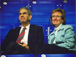 University of Texas at Arlington (U. T. A.) President Jim Spaniolo and Sue Spaniolo; first view of College Park Center