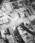 Aerial view of buildings and street intersections by Squire Haskins Photography Inc.