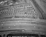 Aerial view of freeway and parking lots by Squire Haskins Photography Inc.