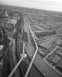 Interstate 35E north of downtown, Dallas. The entrance ramp to and exit ramp from the Dallas North Tollway are also visible by Squire Haskins Photography Inc.